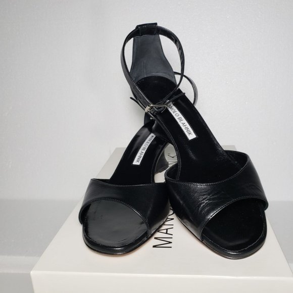 Manolo Blahnik Black Demi-wedge Sandal Size M36.5 - Picture 10 of 16
